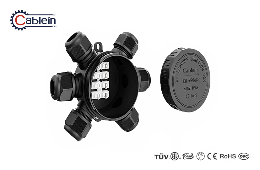 Round 6-Way Straight Waterproof Junction Box